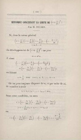 Remarque concernant la limite de ...