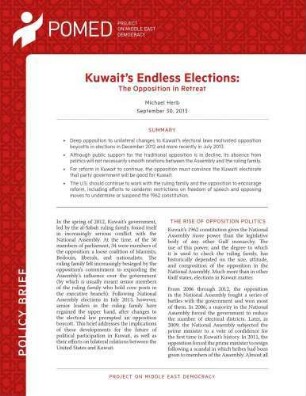 Kuwait’s endless elections : the opposition in retreat
