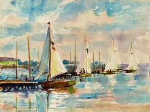 Segelboote am Stausee, Leipzig
