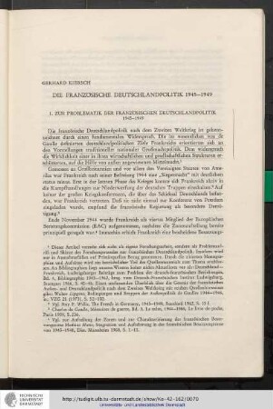 Gerhard Kiersch. Die französiche Deutschlandpolitik 1945-1949