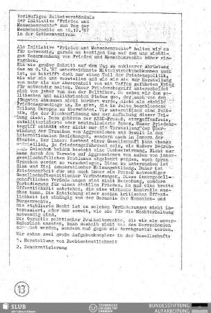Vorläufiges Selbstverständnis der "Initiative Frieden und Menschenrechte" zum Tag der Menschenrechte am 10.12.87 in der Gethsemanekirche