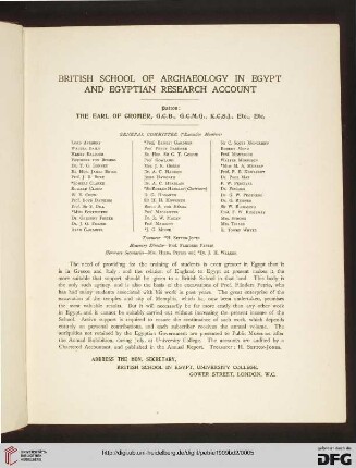 British School of Archaeology in Egypt an Egytian Research Account