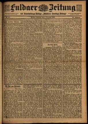 Erste Ausgabe vom Samstag, den 02. Dezember 1899.