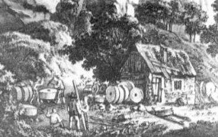 Pirna-Liebethal. Liebethaler Steinbrüche, Mühlsteinproduktion, 19. Jh., Repro, Ausschnitt