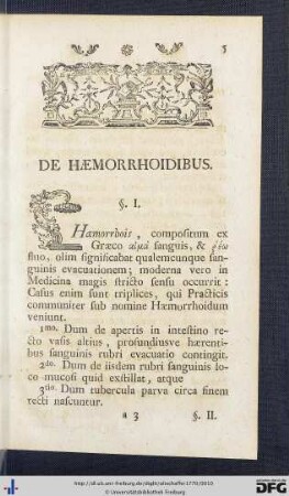 De Haemorrhoidibus § I - § XXVII.