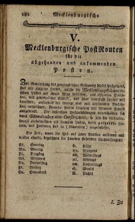 V. Mecklenburgische PostRouten [...]