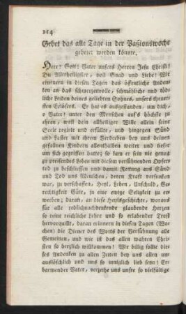 Gebet das alle Tage in der Paßionswoche gebetet werden könnte.