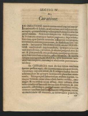 Sectio IV. De Curatione.