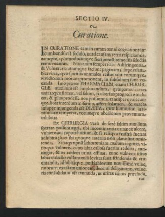 Sectio IV. De Curatione.