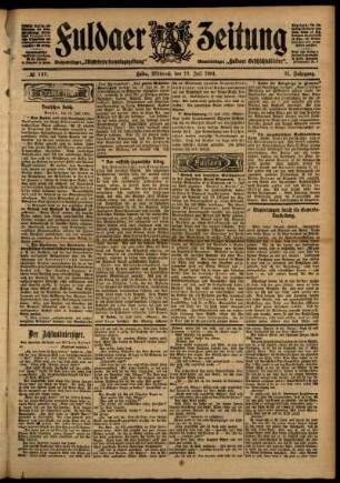 Erste Ausgabe vom Mittwoch, den 13. Juli 1904.