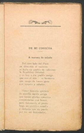 De mi cosecha : A manera de saludo