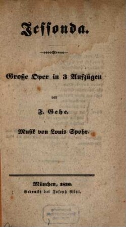 Jessonda : große Oper in 3 Aufzügen