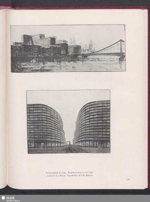 Brückenkopf in Köln, Wettbewerbsentwurf 1925, Ansicht vom Rhein