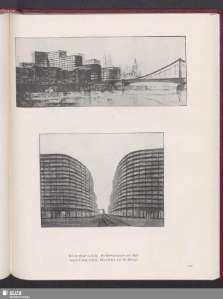 Brückenkopf in Köln, Wettbewerbsentwurf 1925, Ansicht vom Rhein