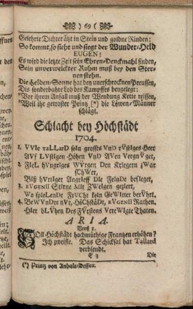 Schlacht bey Höchstädt 1704.