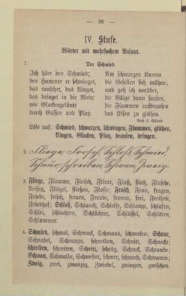 IV. Stufe. Wörter mit mehrfachem Anlaut