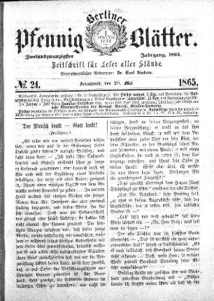 No. 21, Sonnabend, den 20. Mai