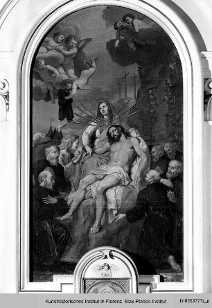 Beweinung Christi mit Maria, der heiligen Maria Magdalena und sieben Mönchsheiligen
