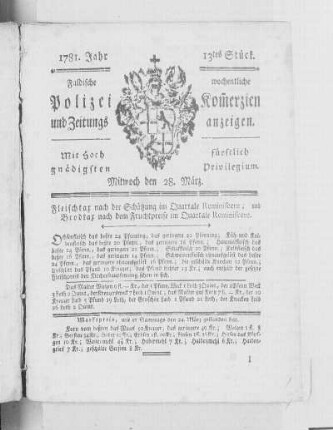13tes Stück., Ausgabe vom 28. März 1781