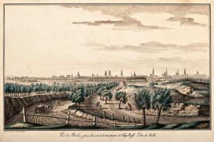 Vue de Berlin, prise du coté de la montagne de Tempelhoff. Porte de Halle - Hallesches Tor