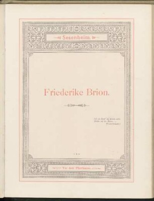 5. Sesenheim. Friederike Brion. Vor dem Pfarrhause.
