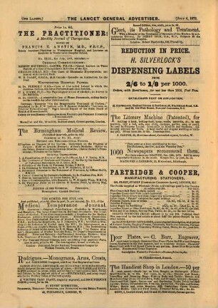The lancet. 1872, [4.] Advertiser