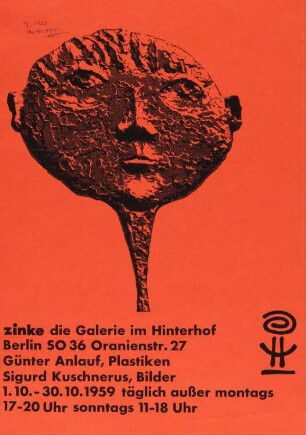 Ausstellungsplakat der Künstler Günter Anlauf und Sigurd Kuschnerus in der Zinke Galerie, 1959