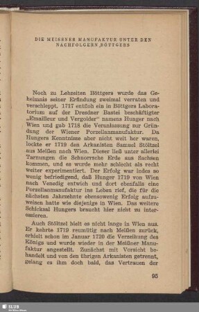 Die Meissner Manufaktur Unter Den Nachfolgern Böttgers