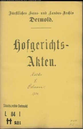 Hölter, Peter zu Währentrup gegen Jost Christoph Ostmann zu Währentrup - Schuldforderung