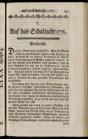 V. Auf das Schaltjahr 1776