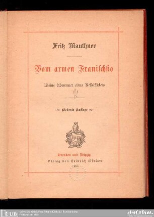 Vom armen Franischko : kleine Abenteuer eines Kesselflickers