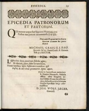 29-39, Epicedia Patronorum. - Epicedia Reverendi Capituli et Ministerii.