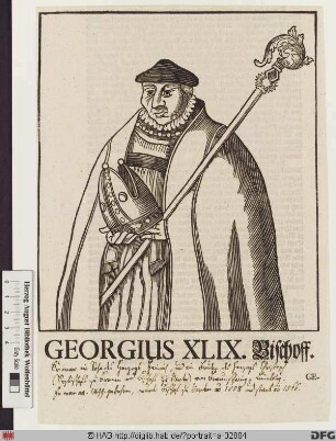 Bildnis Georg (von Braunschweig-Lüneburg), 1558-66 letzter Erzbischof von Bremen