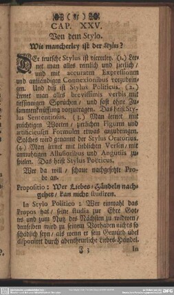 Cap. XXV. Von dem Stylo