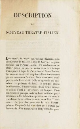 Text: Description Du Nouveau Théatre Italien