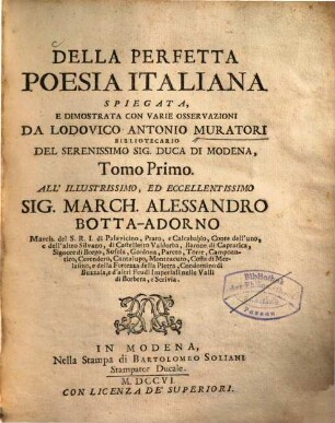 Della perfetta poesia Italiana. 1