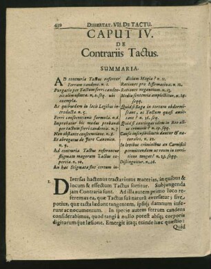 Caput IV. De Contrariis Tactus.