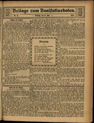 Zweite Ausgabe vom Sonntag, den 25. Mai 1924.