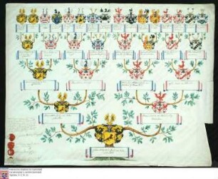 Ahnenprobe des Erbtruchsess Johann Philipp Anton. - ausgefertigt 1769 November 15, Pergament