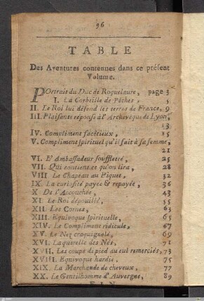 Table Des Aventures contenues dans ce présent Volume.