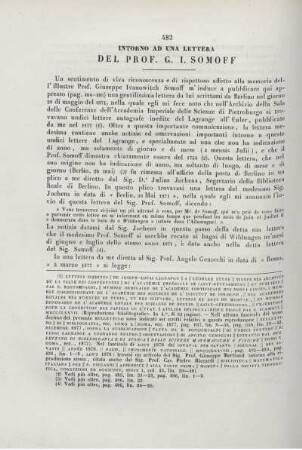 Intorno ad una lettera del Prof. G. I. Somoff.