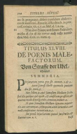 Titulus XLVIII. De Poenis Malefactorum.