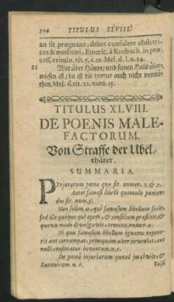 Titulus XLVIII. De Poenis Malefactorum.