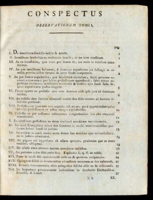 Conspectus Observationum Tomi I