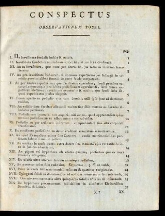 Conspectus Observationum Tomi I