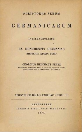 Abbonis De Bello Parisiaco libri III