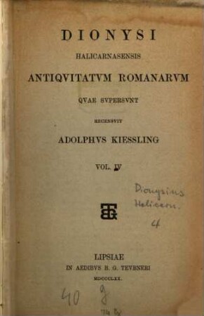 Dionysi Halicarnasensis antiquitatum Romanarum quae supersunt. 4
