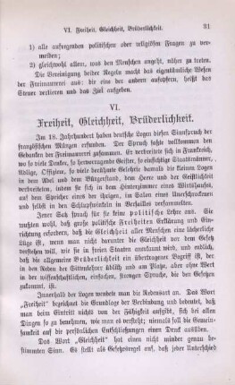 VI. Freiheit, Gleichheit, Brüderlichkeit.