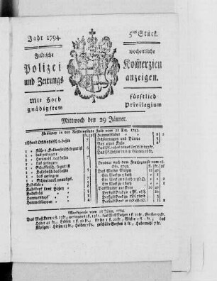 5tes Stück., Ausgabe vom 29. Januar 1794