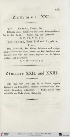 Zimmer XXII und XXIII
